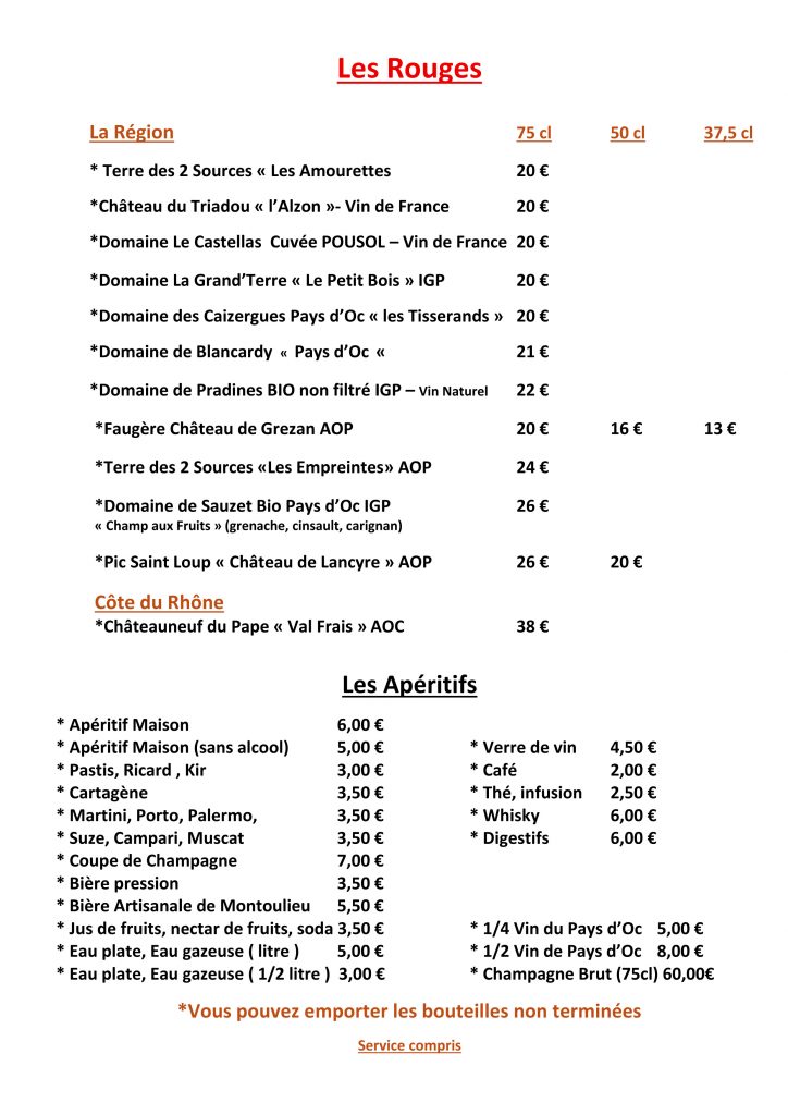 Carte des Vins - 02 - Restaurant de l'ALZON