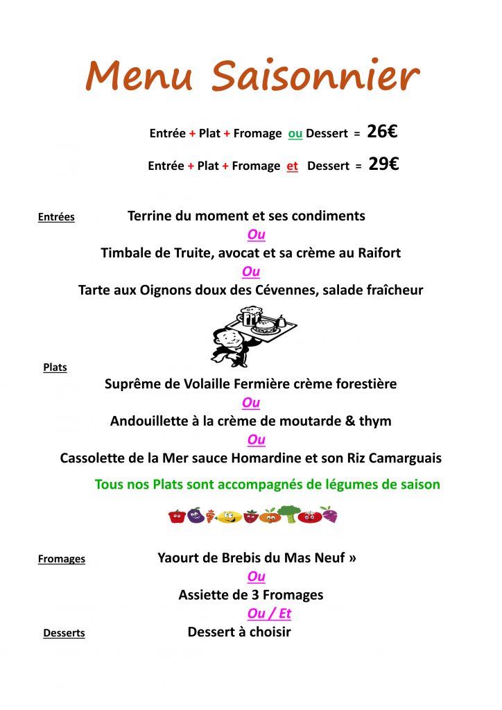Menu Saisonnier Alzon